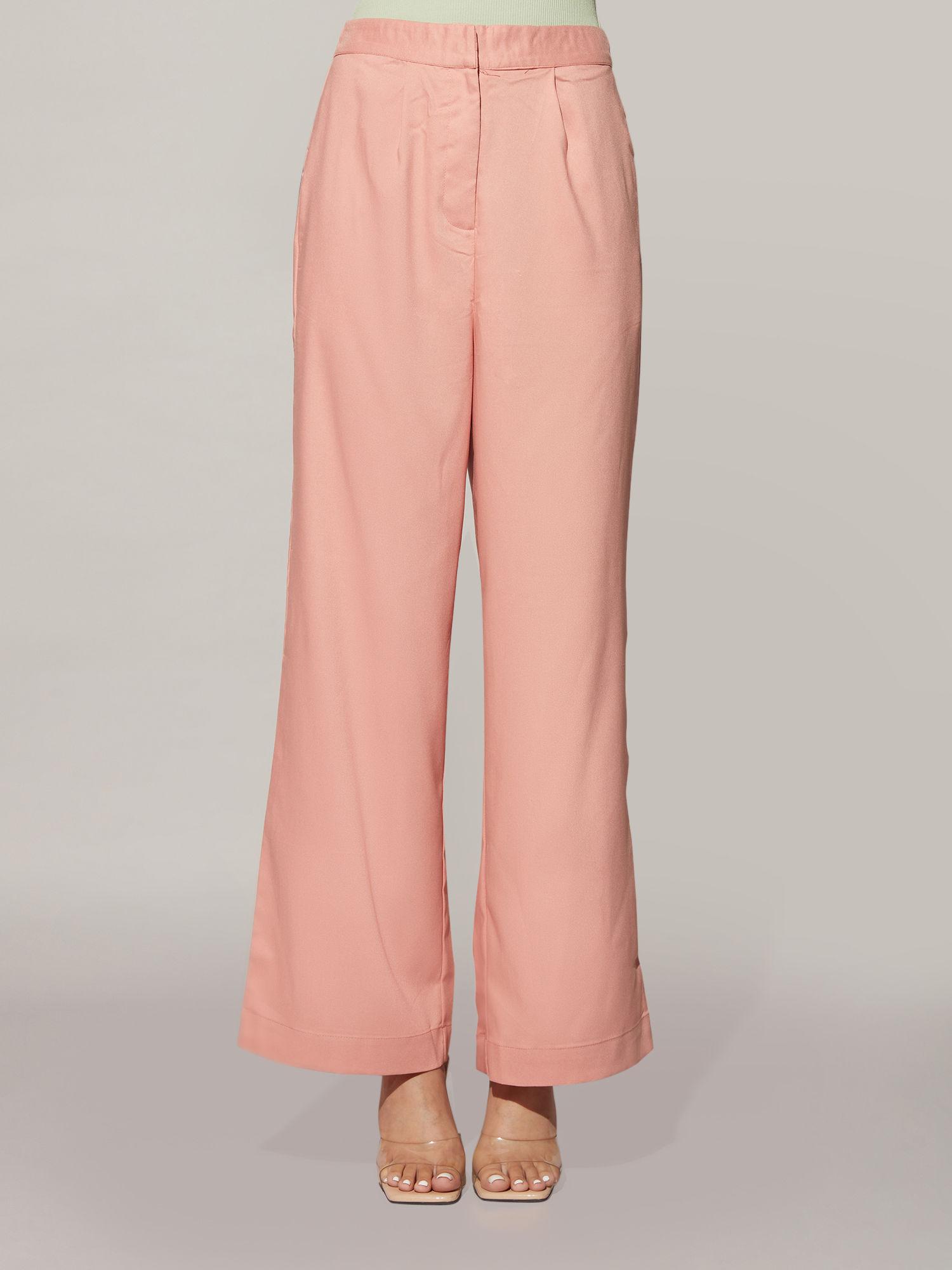 pink wide leg high waist pants