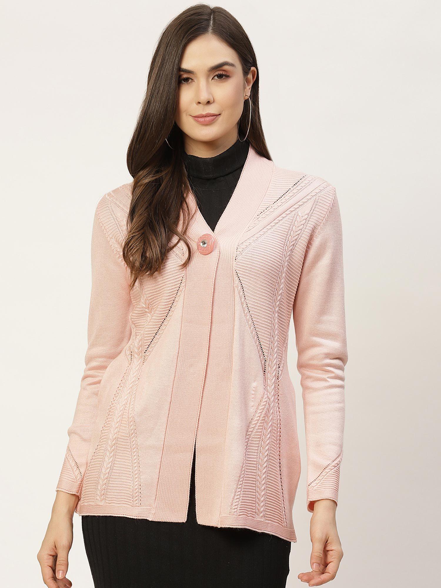 pink winter cardigan