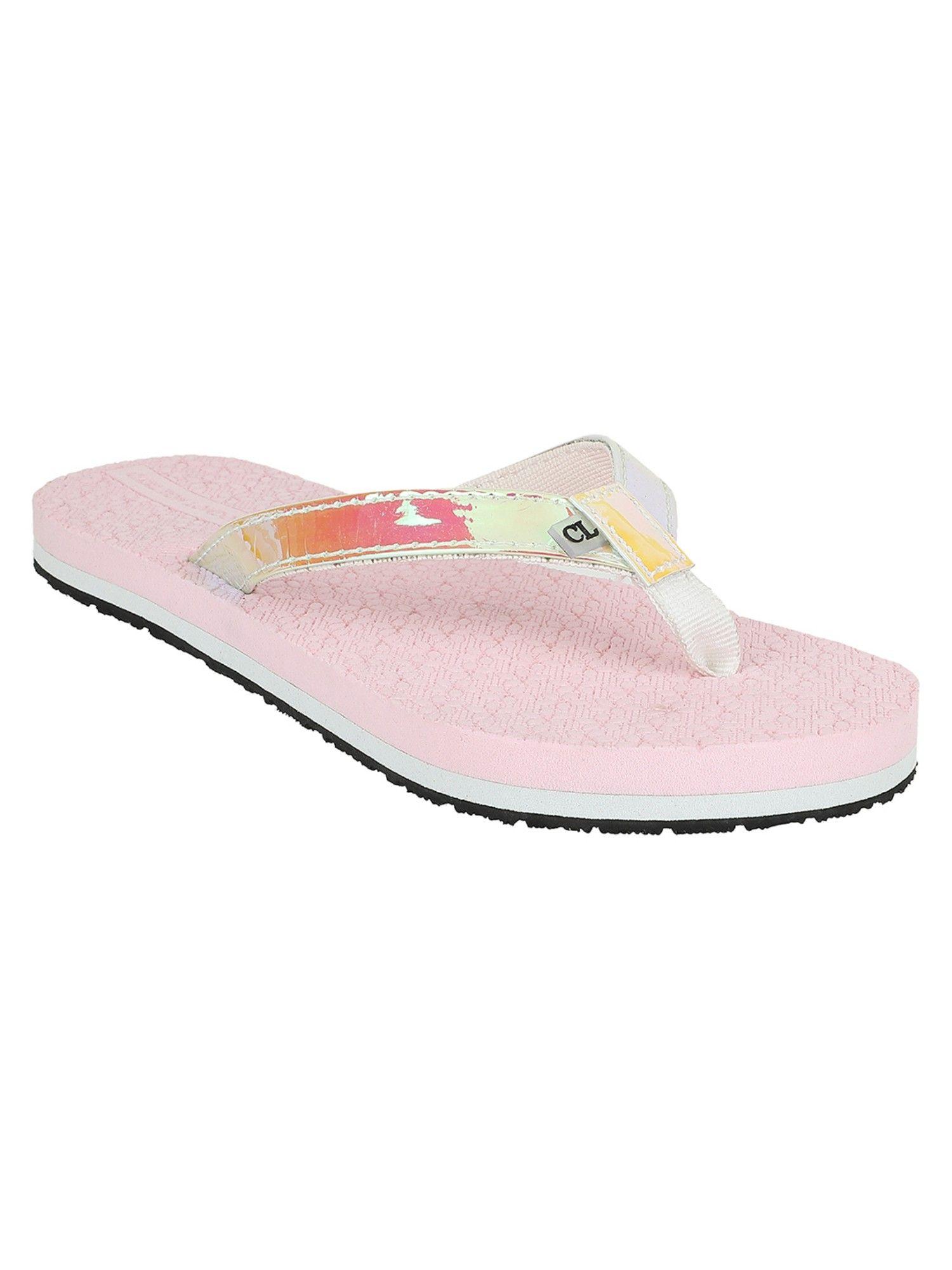 pink women embellished sequined flipflops