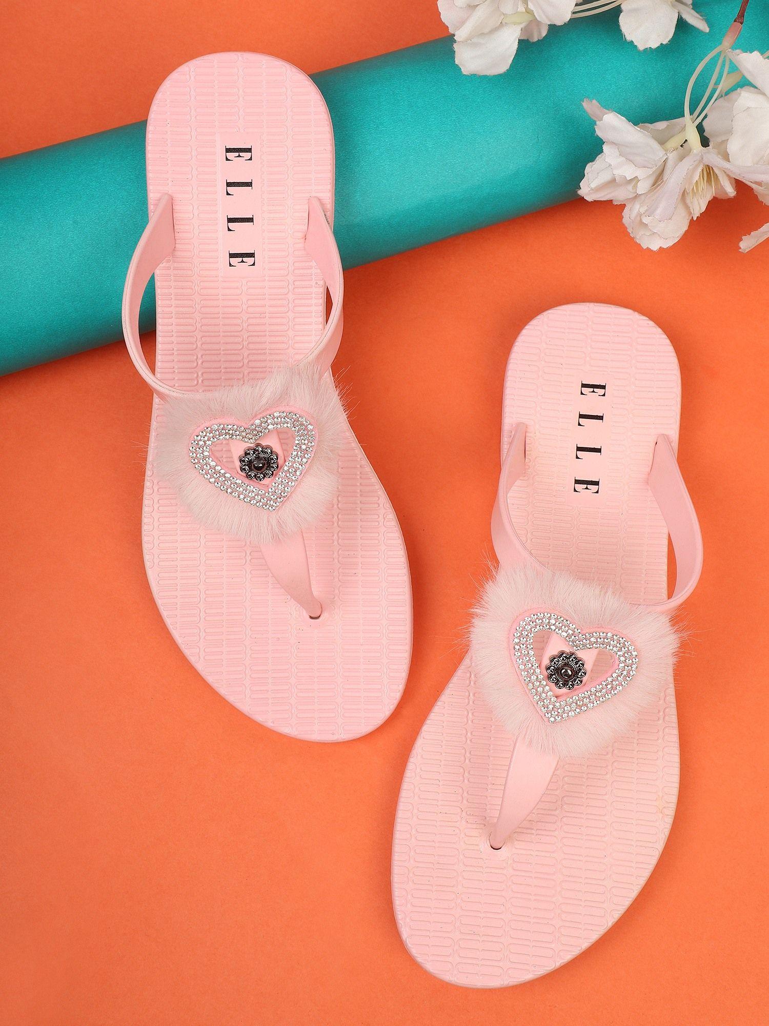 pink women slip on flipflops