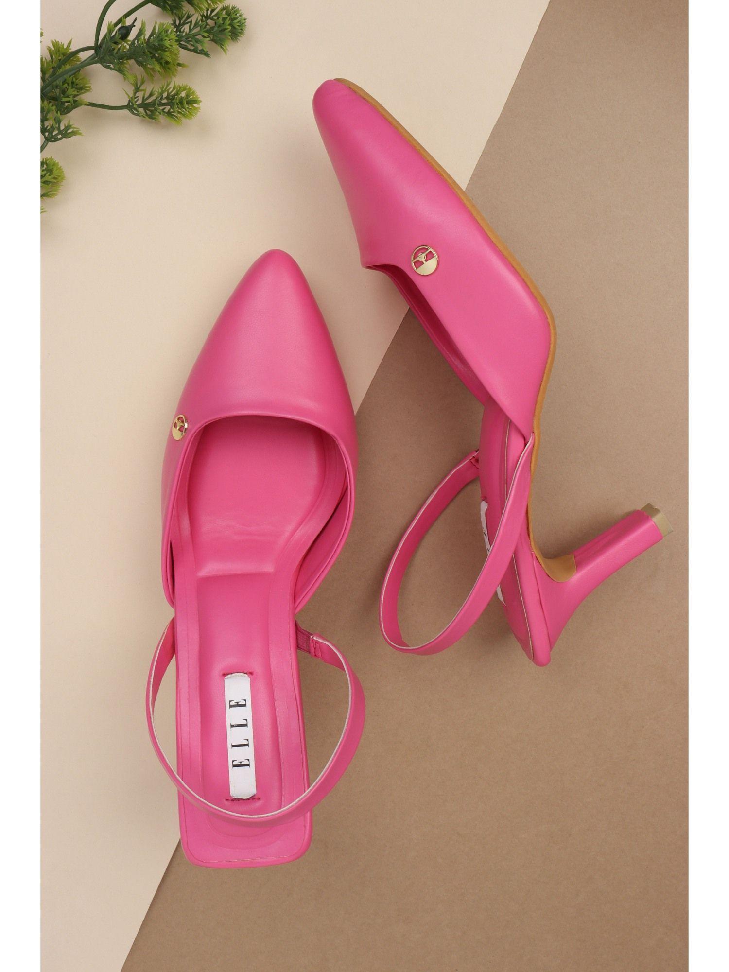 pink women slip on mules