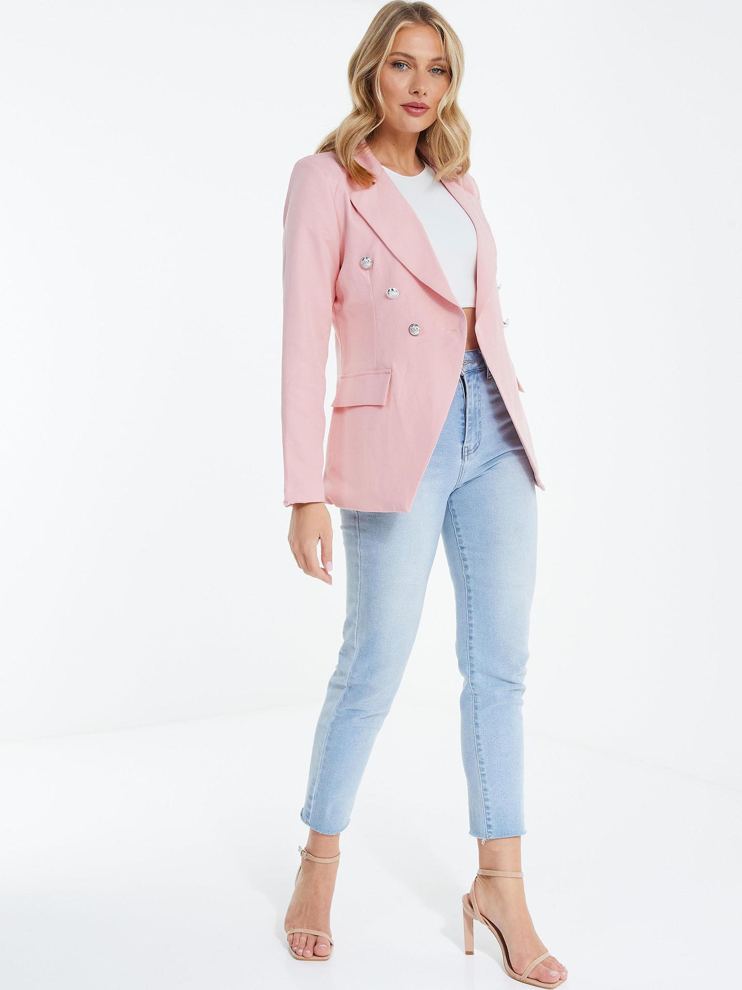 pink woven tailored blazer