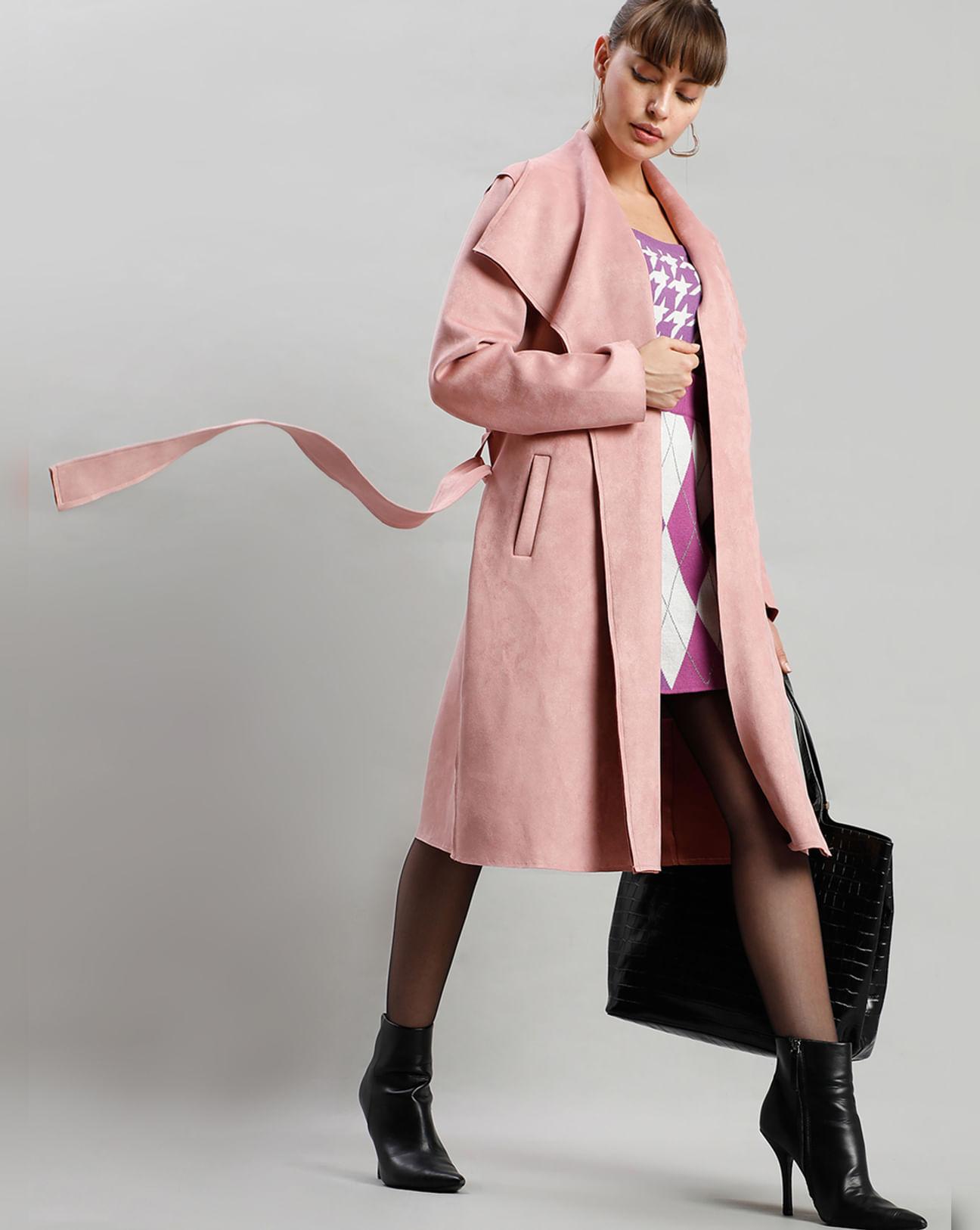 pink wrap suede jacket