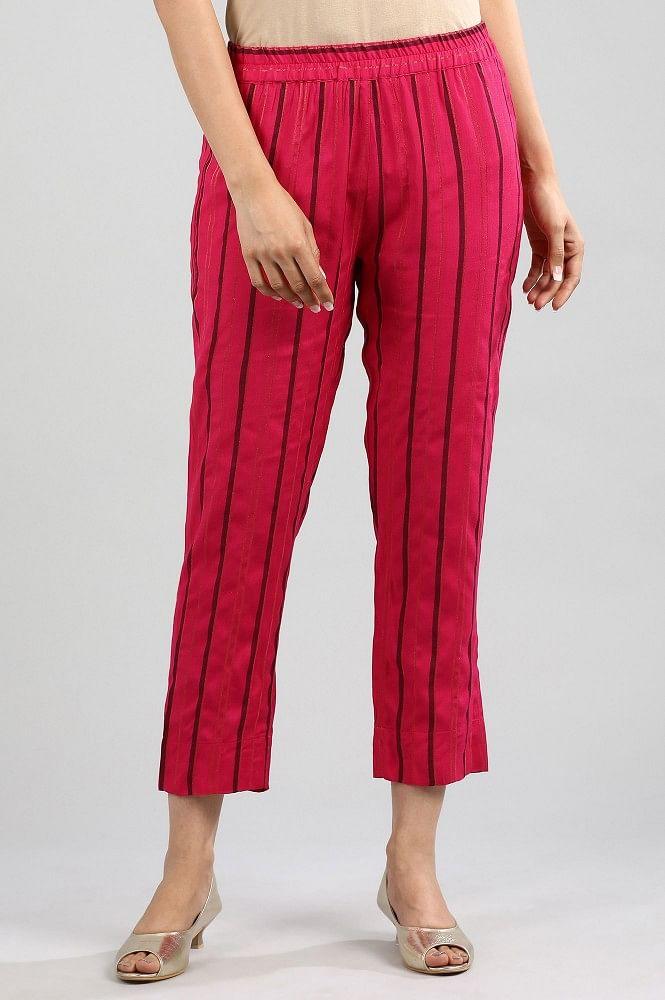 pink yarn-dyed trousers