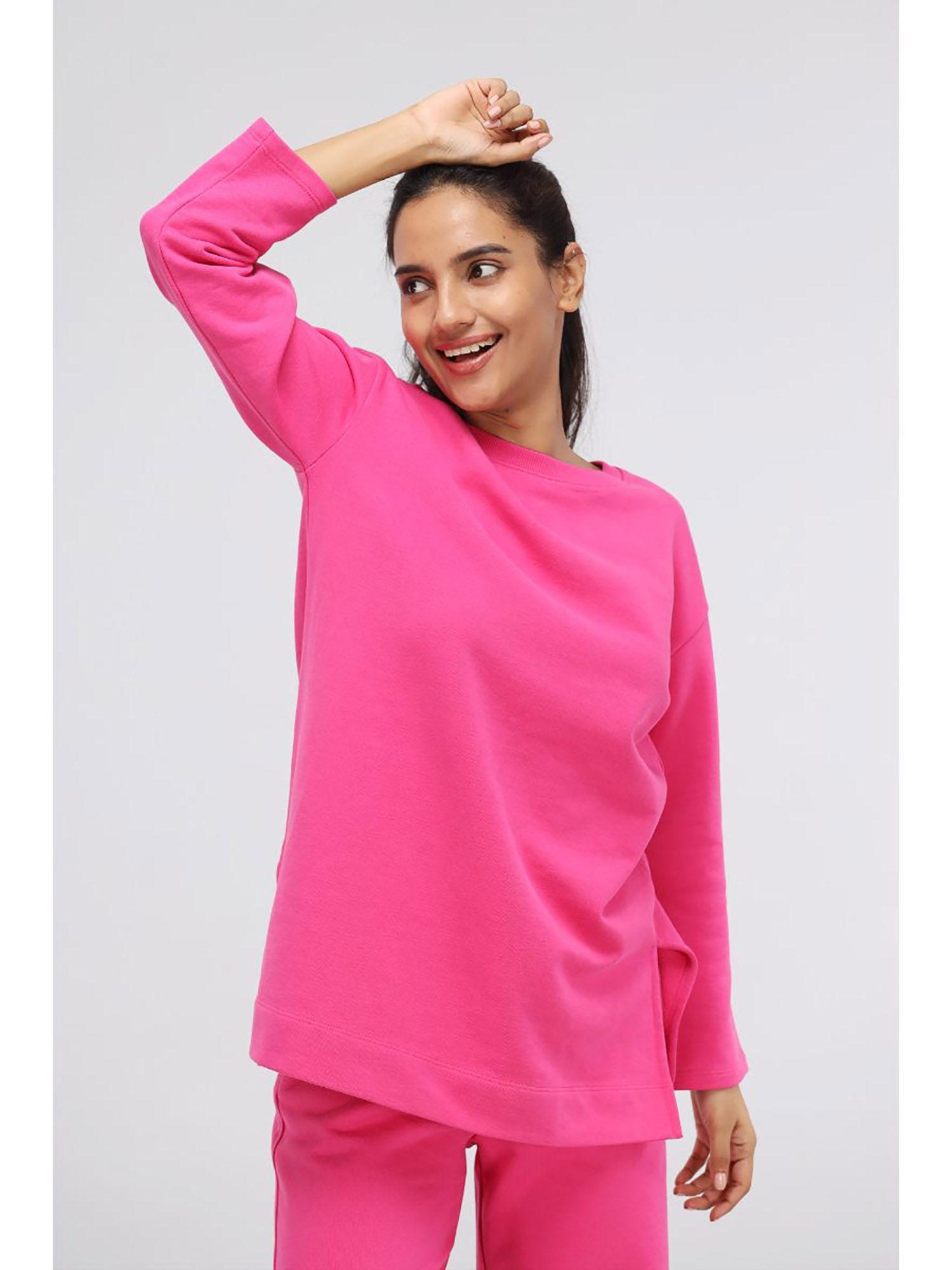 pink yarrow terry long sweatshirt