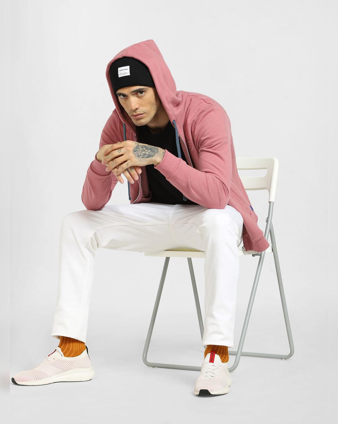 pink zip-up hooded sweatshirt