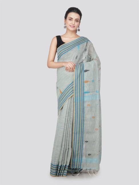 pinkloom blue textured saree with blouse