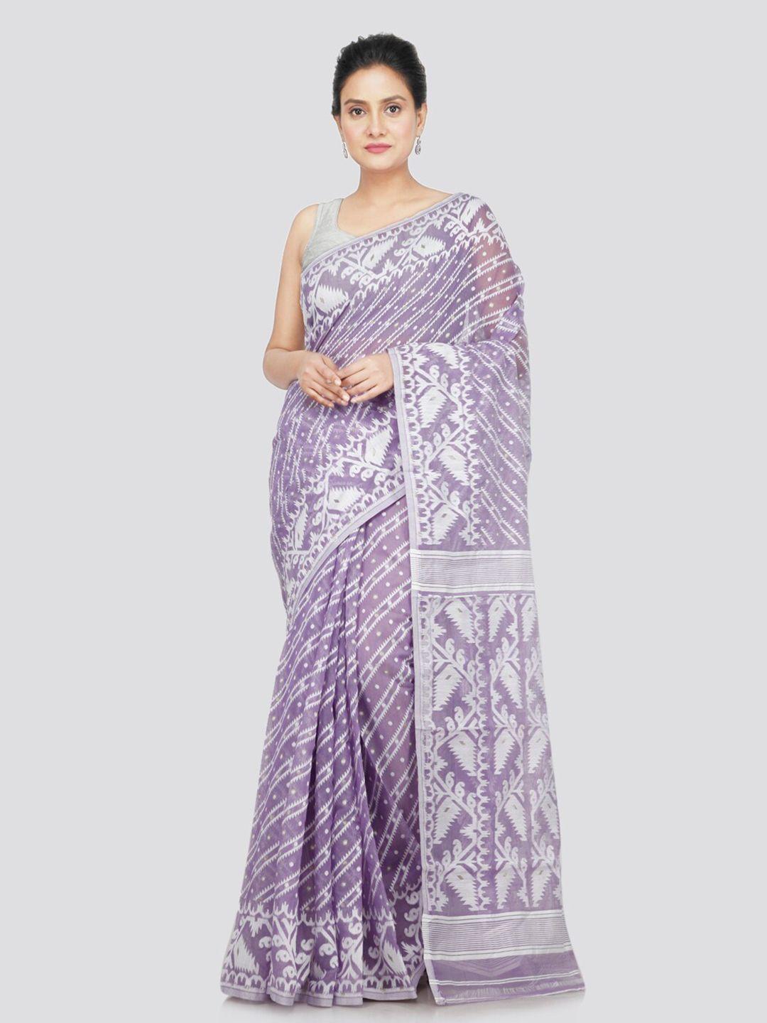 pinkloom ethnic motif woven design pure cotton jamdani saree