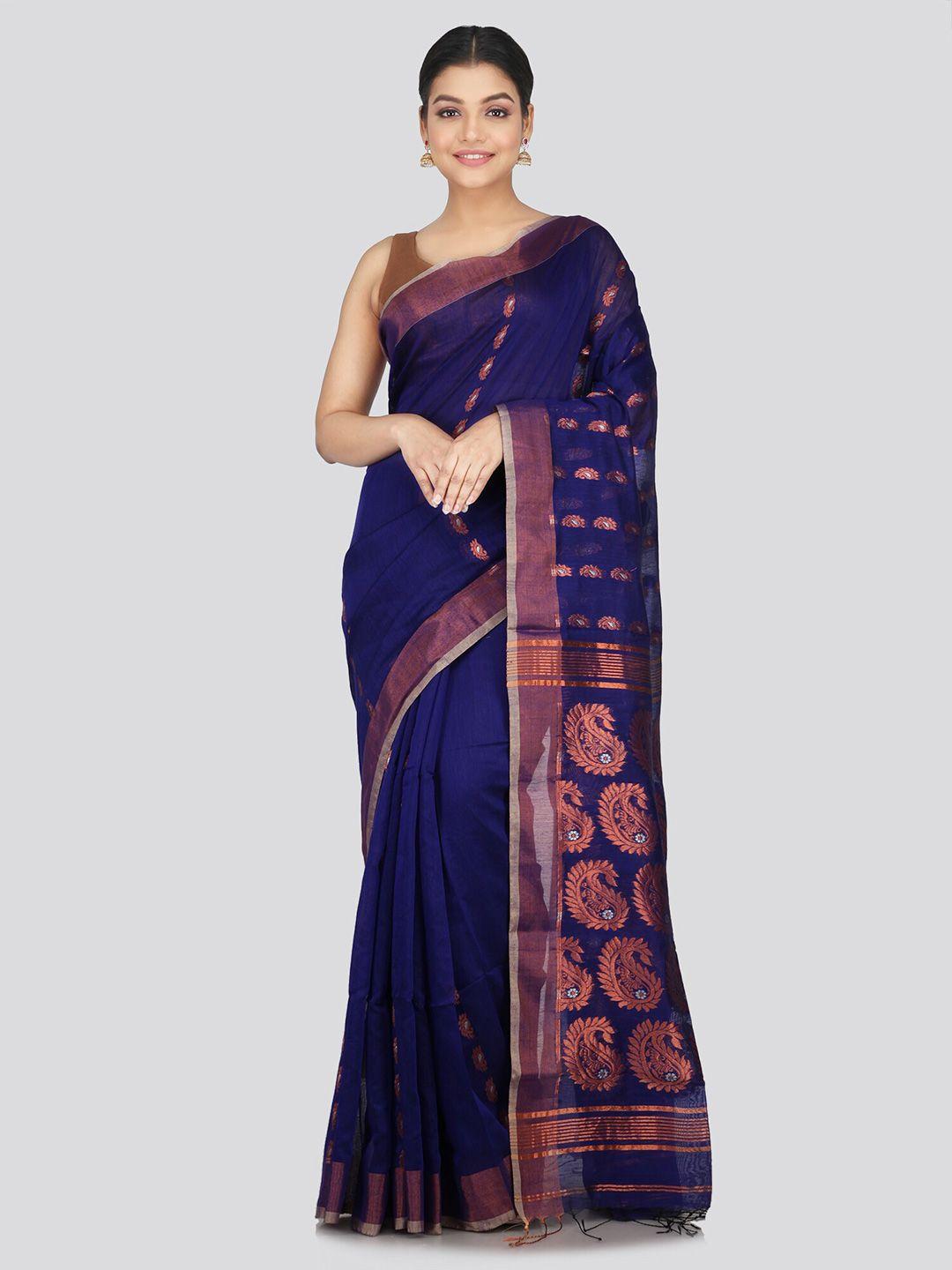pinkloom ethnic motif woven design zari saree