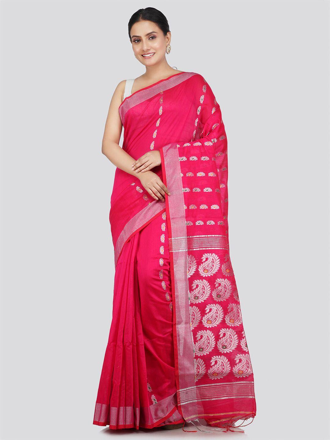 pinkloom paisly woven design zari saree