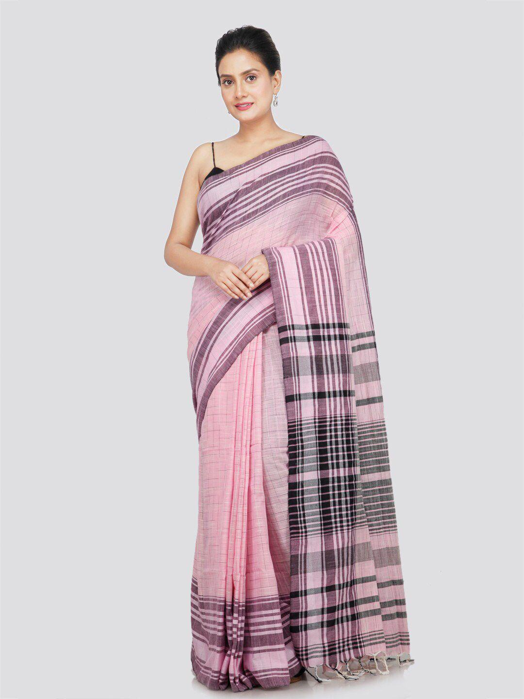 pinkloom striped pure cotton saree
