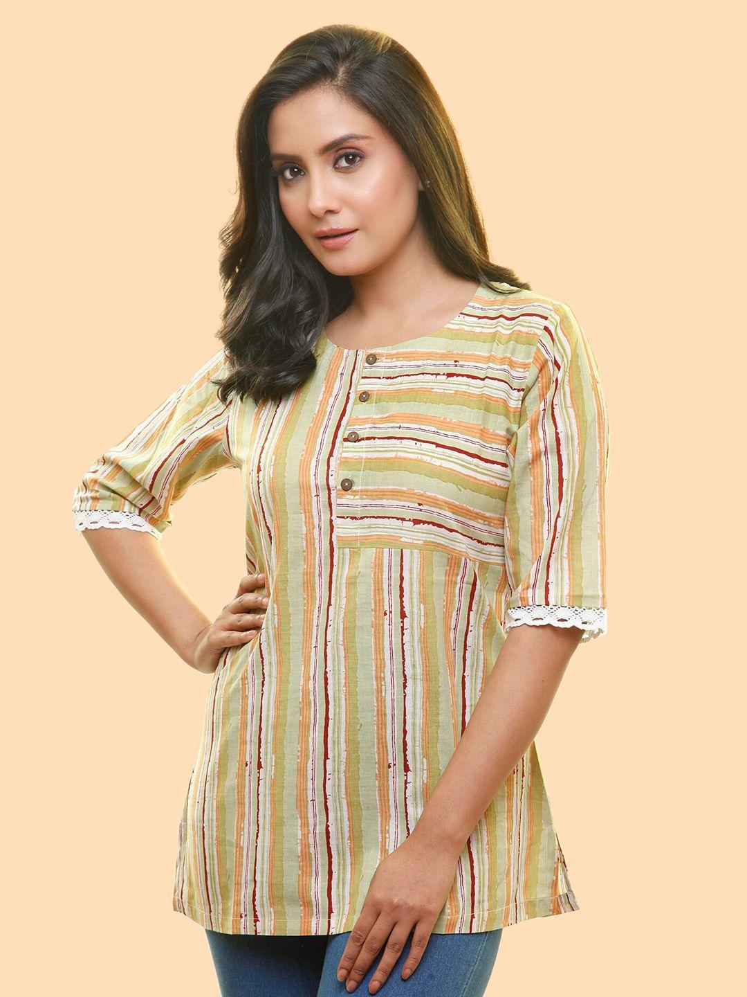 pinkloom striped round neck cotton top