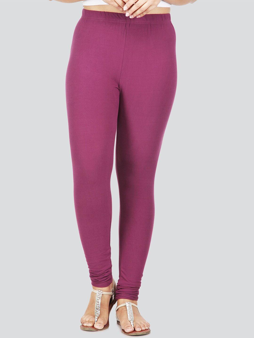 pinkloom women violet solid churidar-length leggings