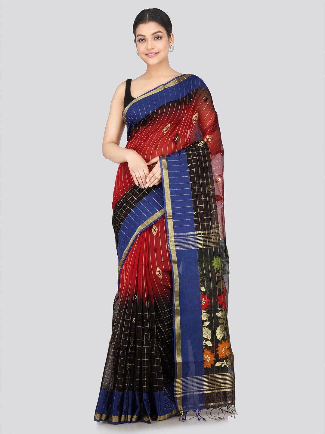 pinkloom woven design cotton silk zari saree