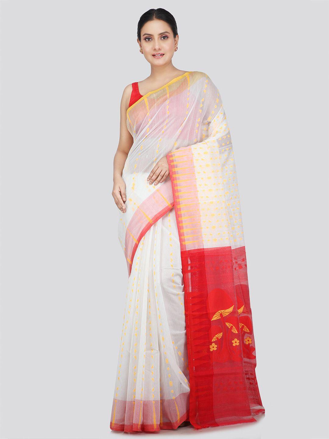 pinkloom woven design pure cotton jamdani saree
