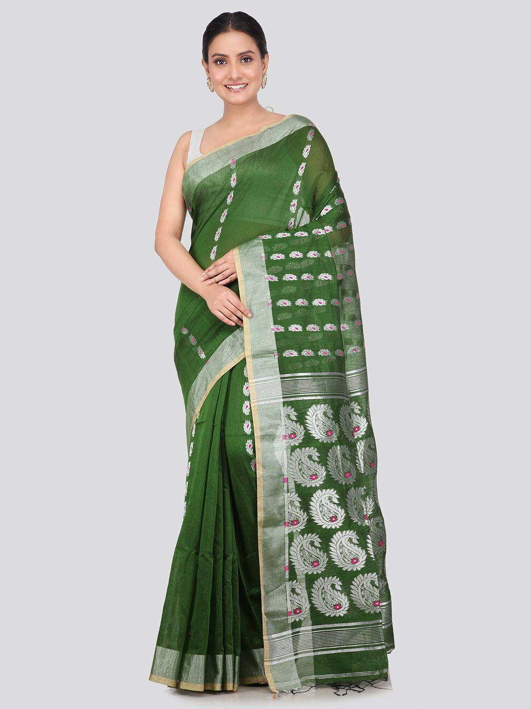 pinkloom woven design zari saree