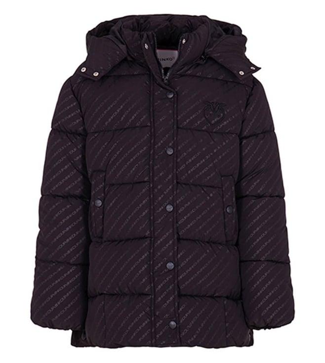 pinko kids black quilted fitted jacket