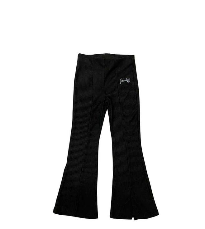 pinko kids black straight fit trousers