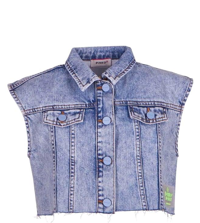 pinko kids blue fitted fit jacket