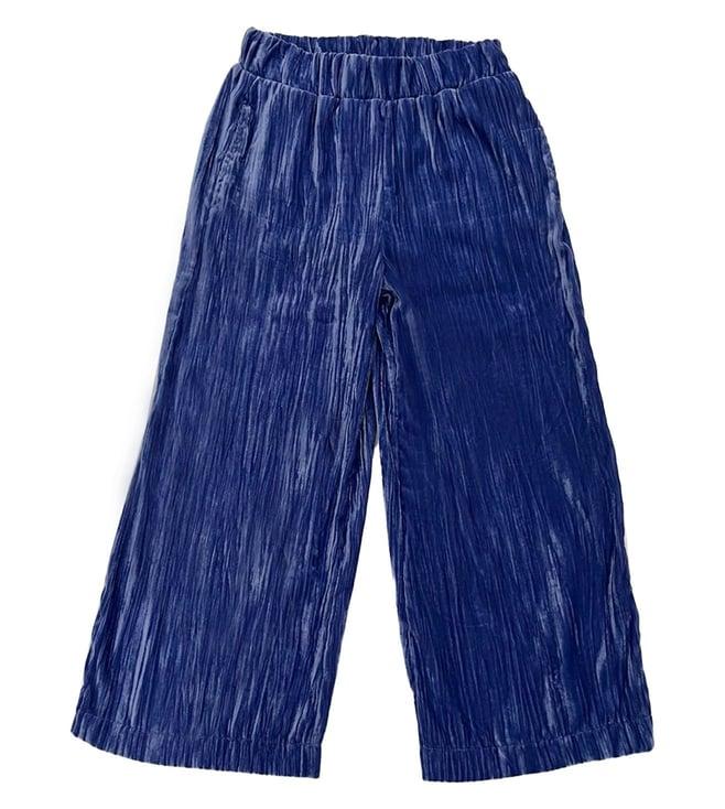 pinko kids blue solid comfort fit trousers