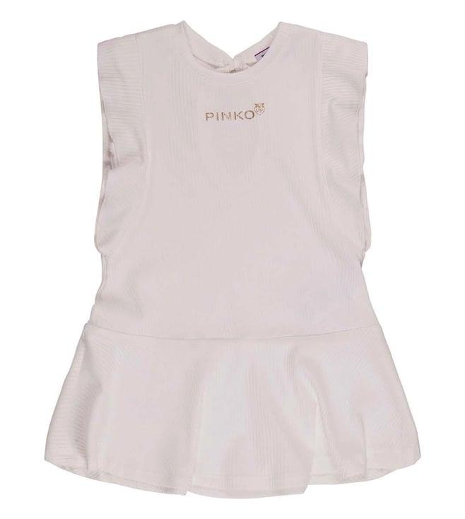 pinko kids ivory flared fit dress