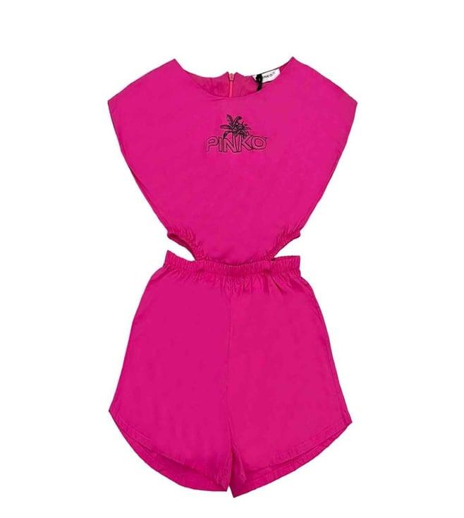 pinko kids pink logo fitted fit top & pants