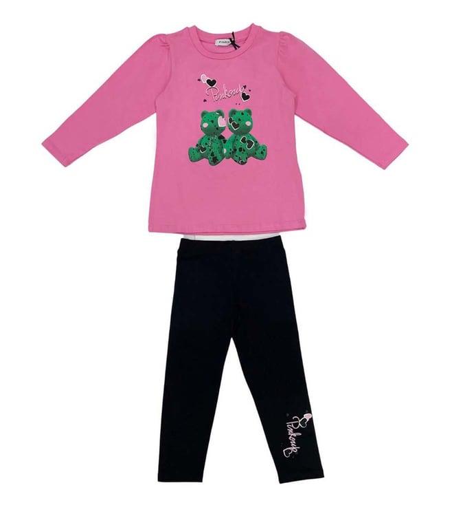 pinko kids pink printed comfort fit top & pants