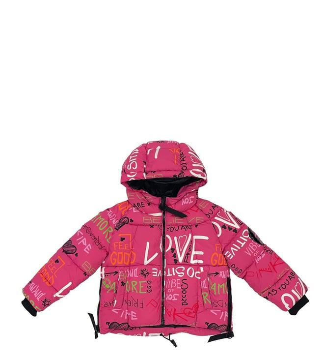 pinko kids pink printed fitted jacket