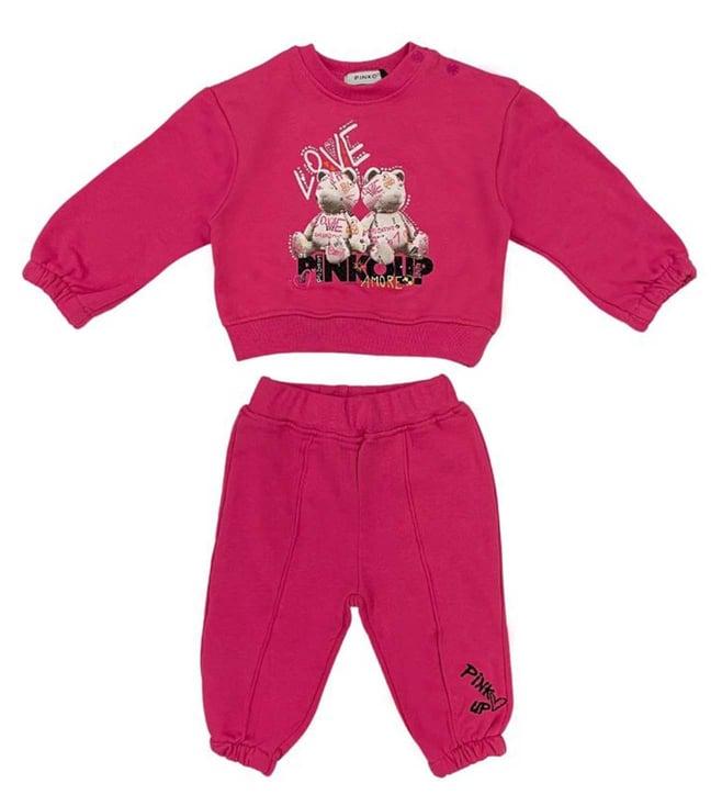 pinko kids pink printed fitted sweatshirt & joggers