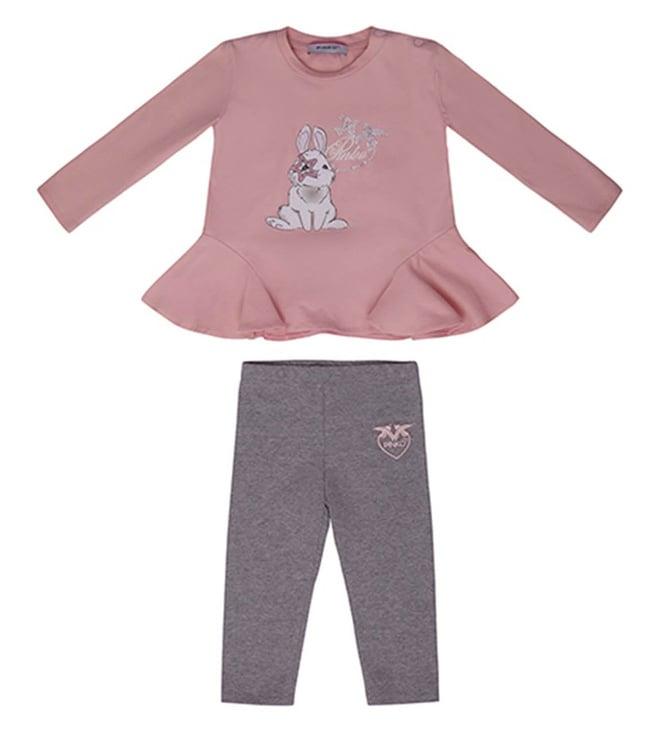 pinko kids pink printed regular fit top & pyjamas