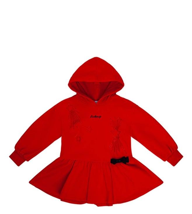 pinko kids red printed fitted dress