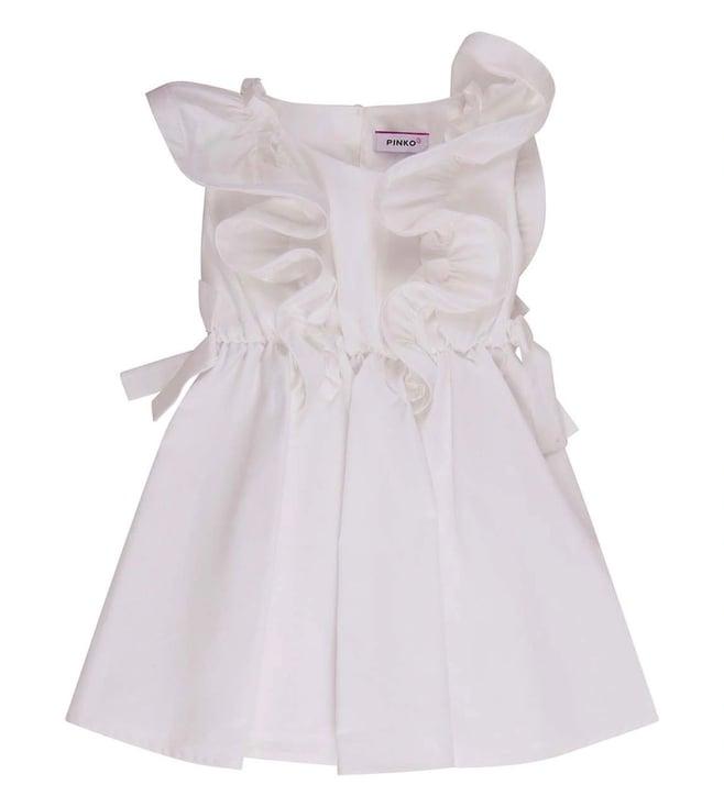 pinko kids white flared fit dress