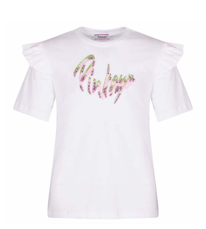 pinko kids white logo fitted top