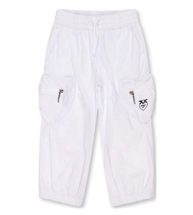 pinko kids white loose fit trousers