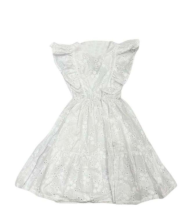 pinko kids white printed fitted fit dress