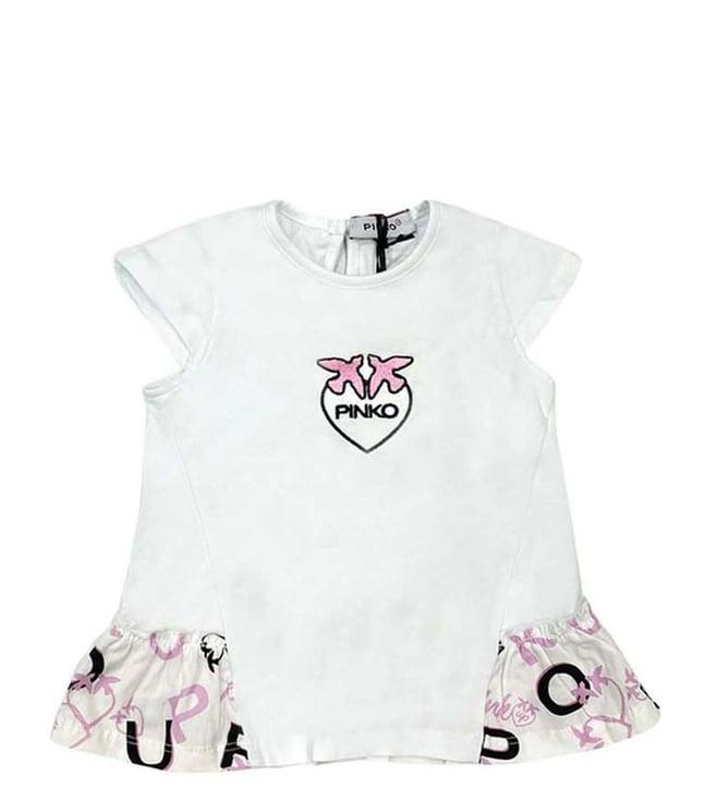 pinko kids white printed fitted fit dress