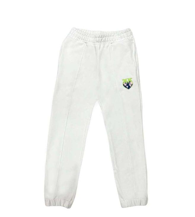 pinko kids white straight fit trousers