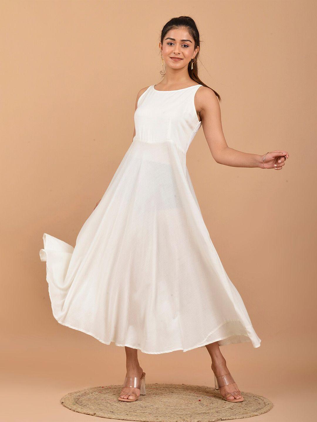 pinkville jaipur white a-line midi dress