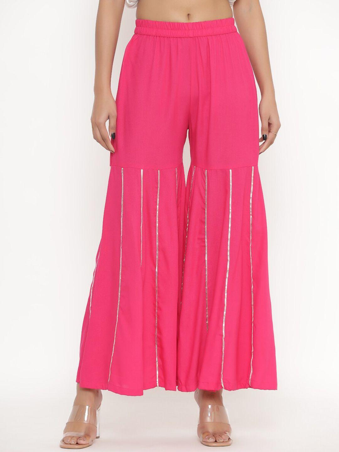 pinkville jaipur women pink flared trousers