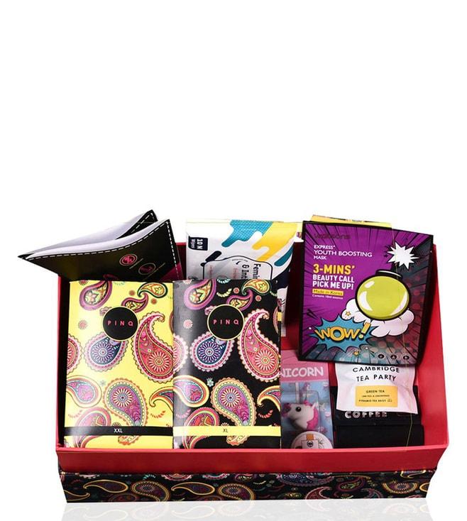 pinq happy period days box premium cotton ultra sanitary pads & other essentials - 6 each (xxl+xl)