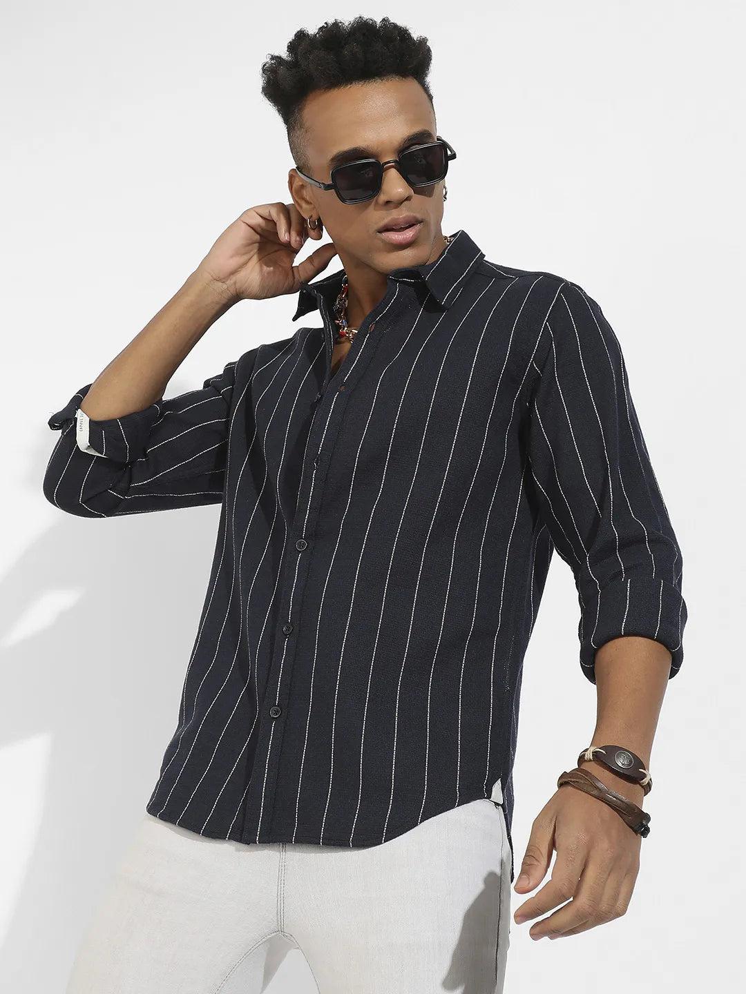 pinstriped shirt