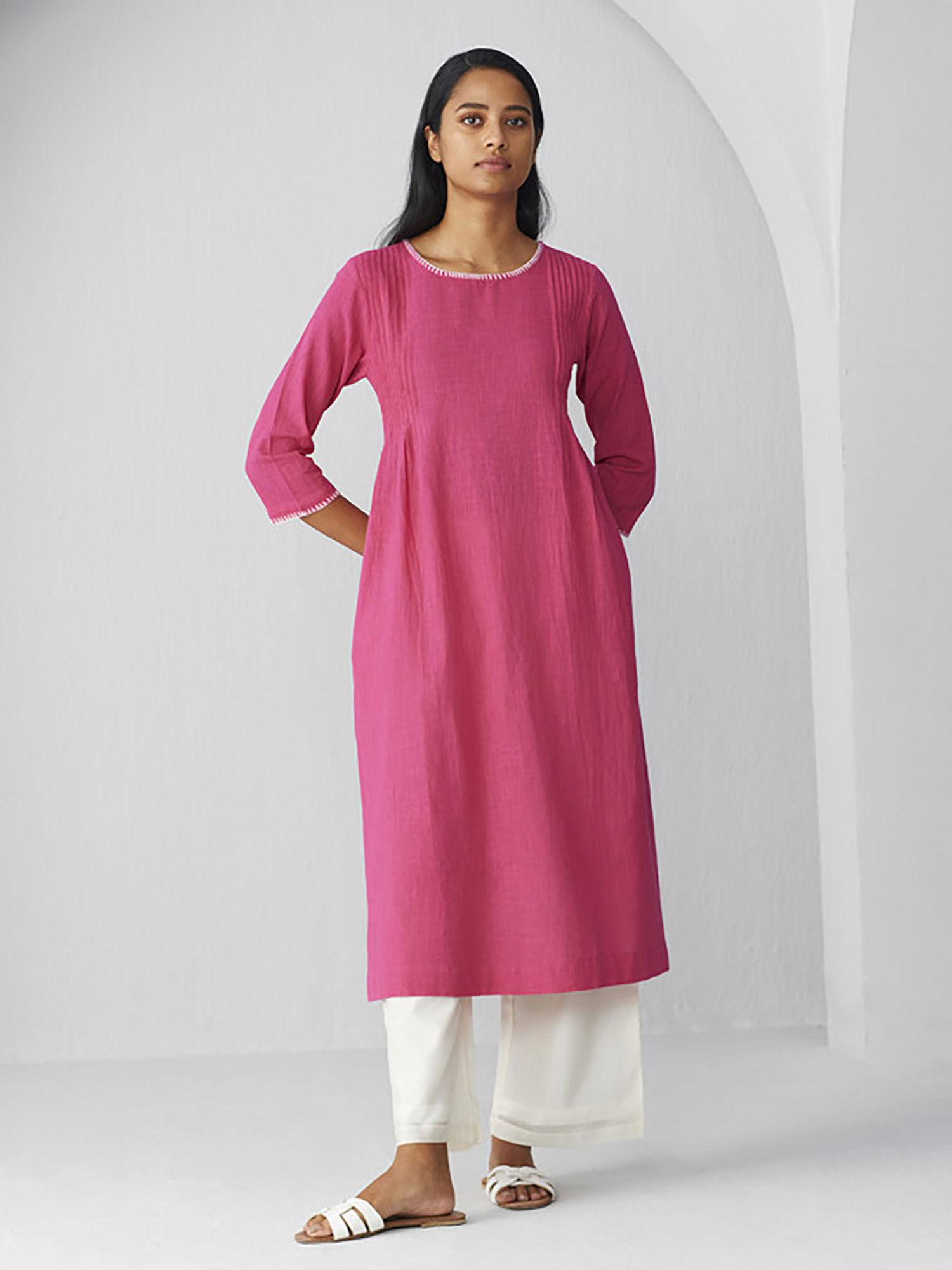 pintuck detailed straight kurta