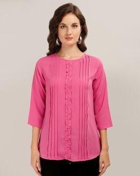 pintuck round-neck top