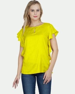 pintuck round-neck top