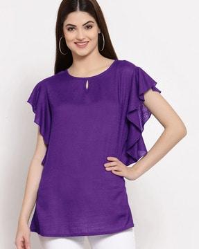 pintuck round-neck top