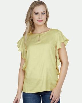 pintuck round-neck top