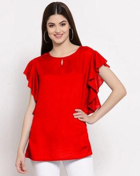 pintuck round-neck top