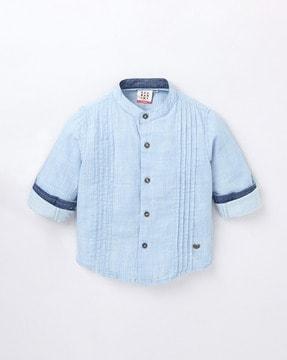 pintucks shirt with roll-up sleeves