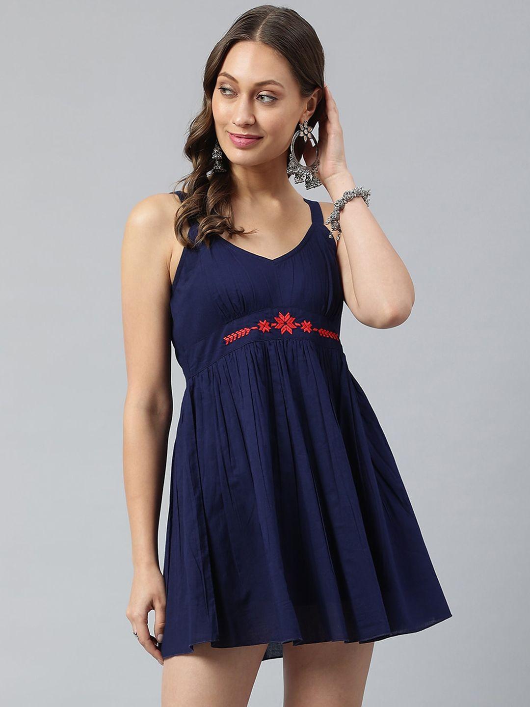 pinwheel navy blue empire mini dress