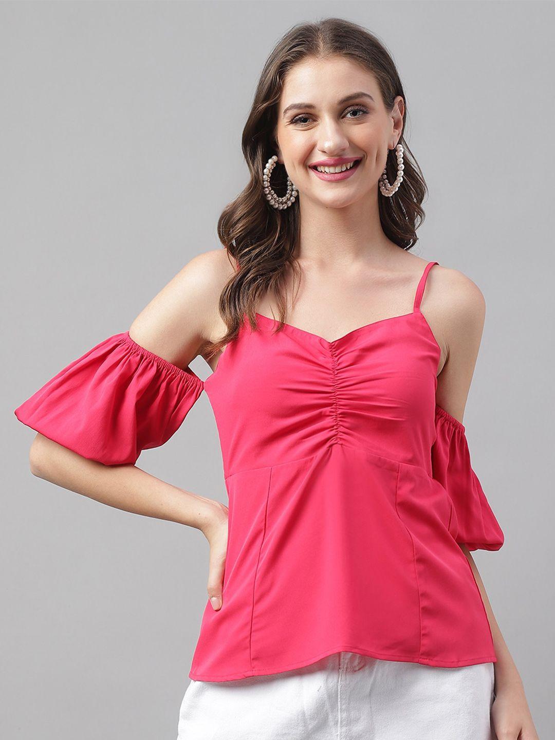 pinwheel pink bell sleeve crepe top